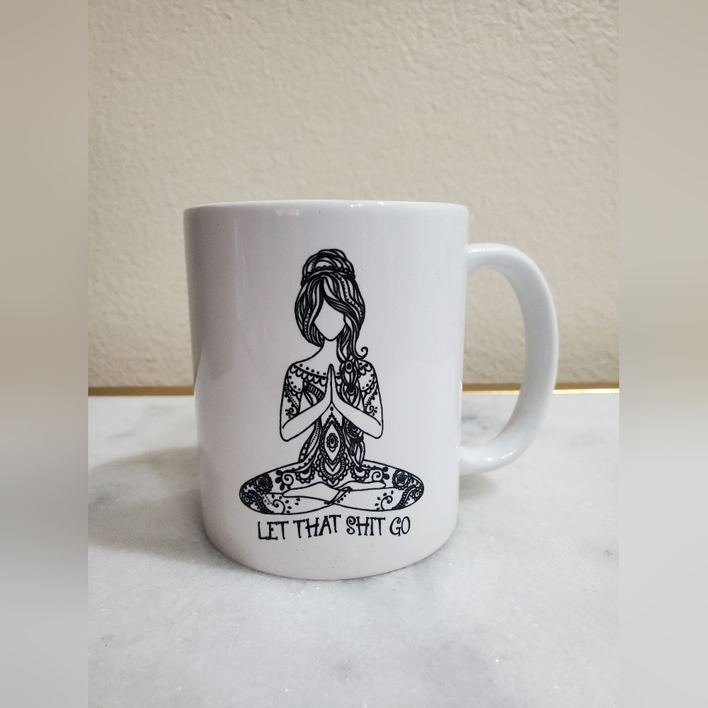 White Yoga Mug with Motivational Quote
